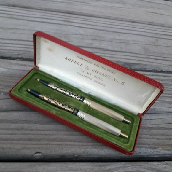 Vintage Writing Pen 14kt Gold Chanel No 5 Ink Set - Picture 2 of 16